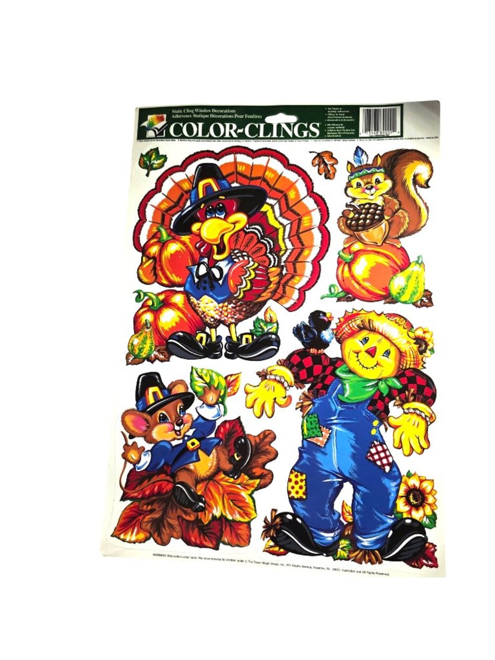 Window Clings Thanksgiving Fall Turkey Scarecrow Reusable anthropomorphic